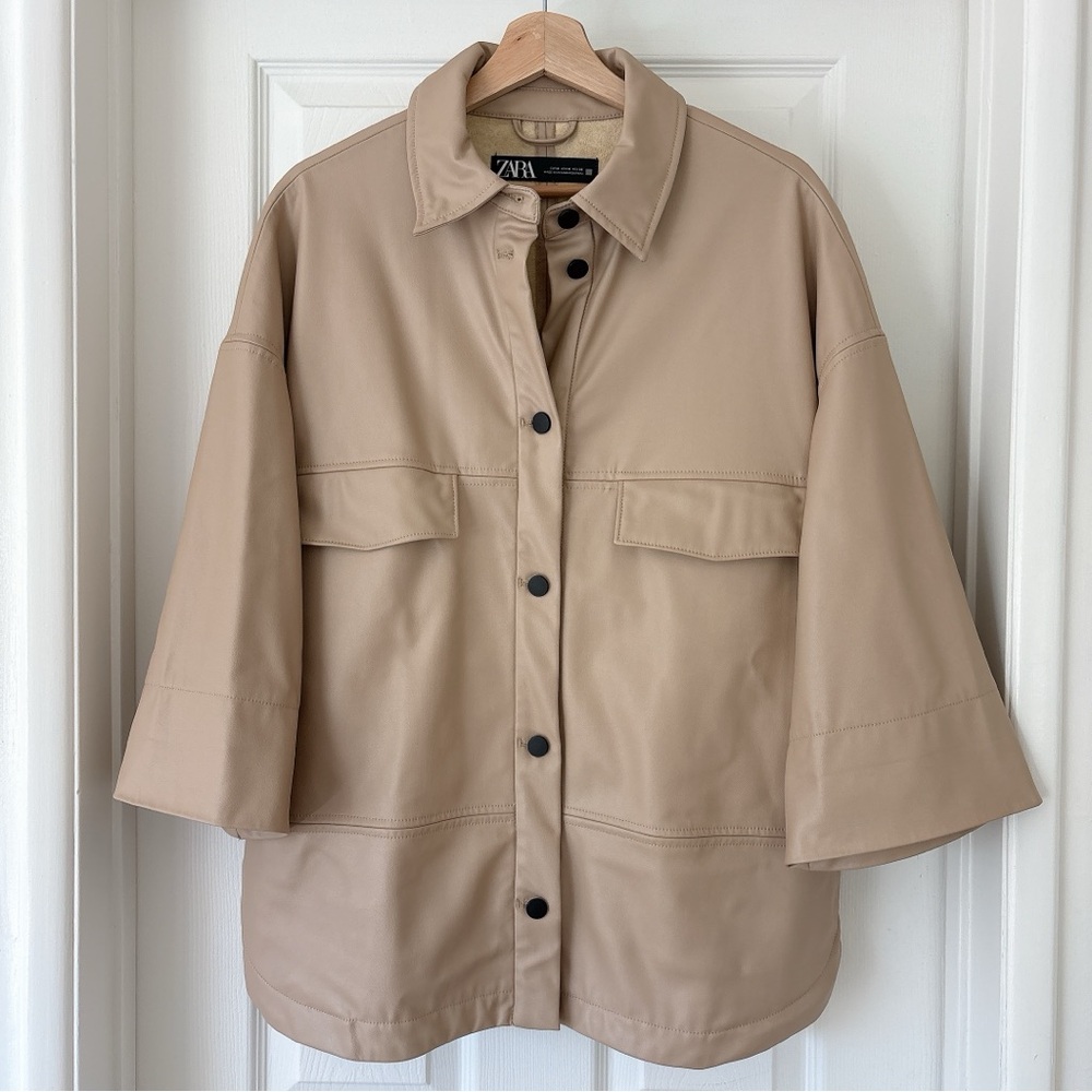 Zara faux leather over shirt jacket